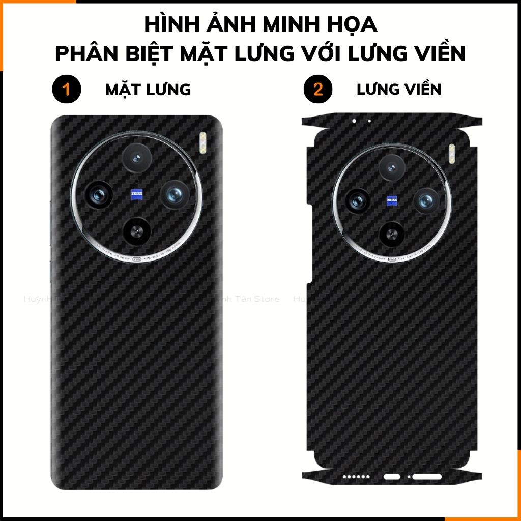 Miếng dán vivo x100 pro carbon trong và đen chống trầy xướt chống bám vân tay phụ kiện điện thoại huỳnh tân store