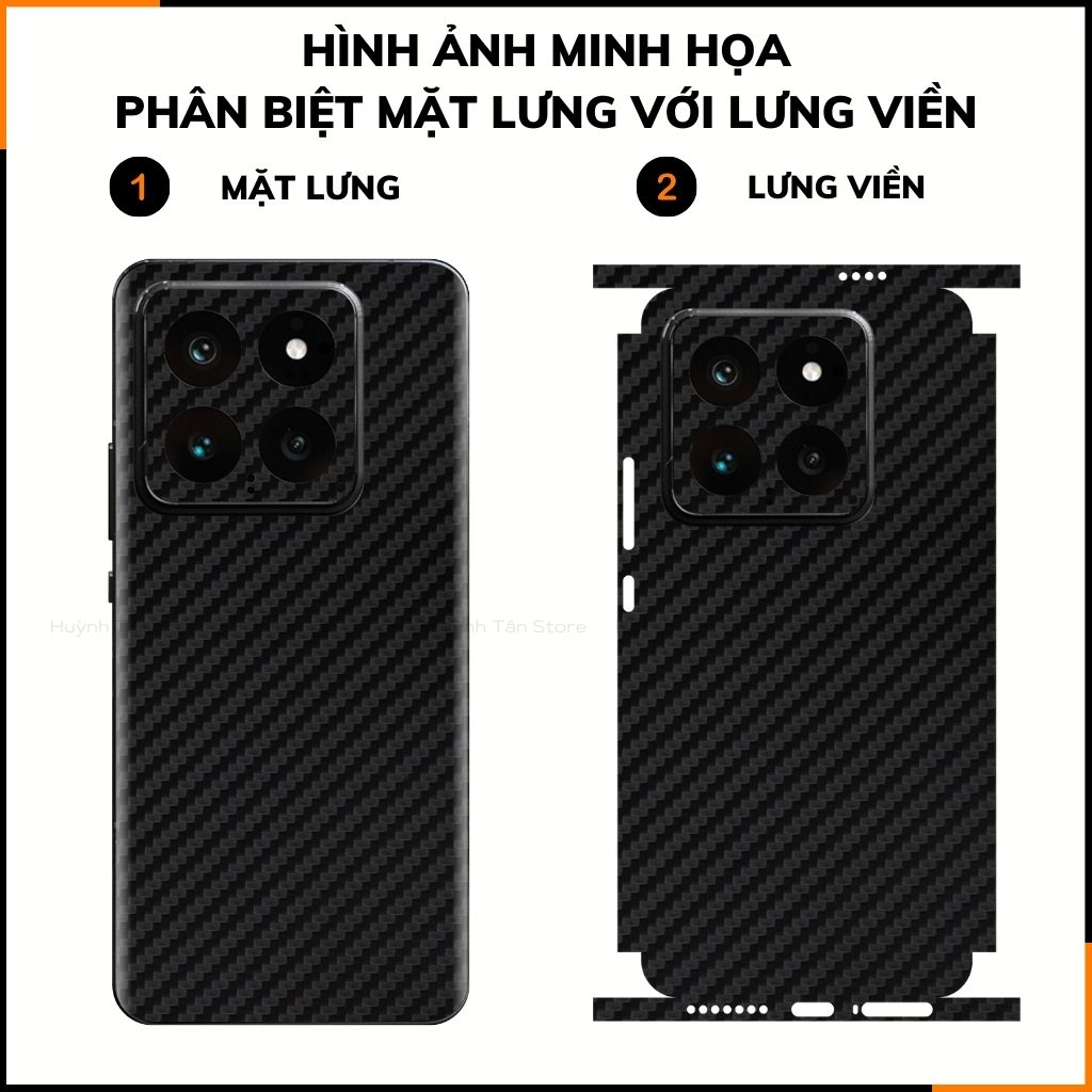 Miếng dán xiaomi mi 14 carbon trong và đen chống trầy xướt chống bám vân tay phụ kiện điện thoại huỳnh tân store