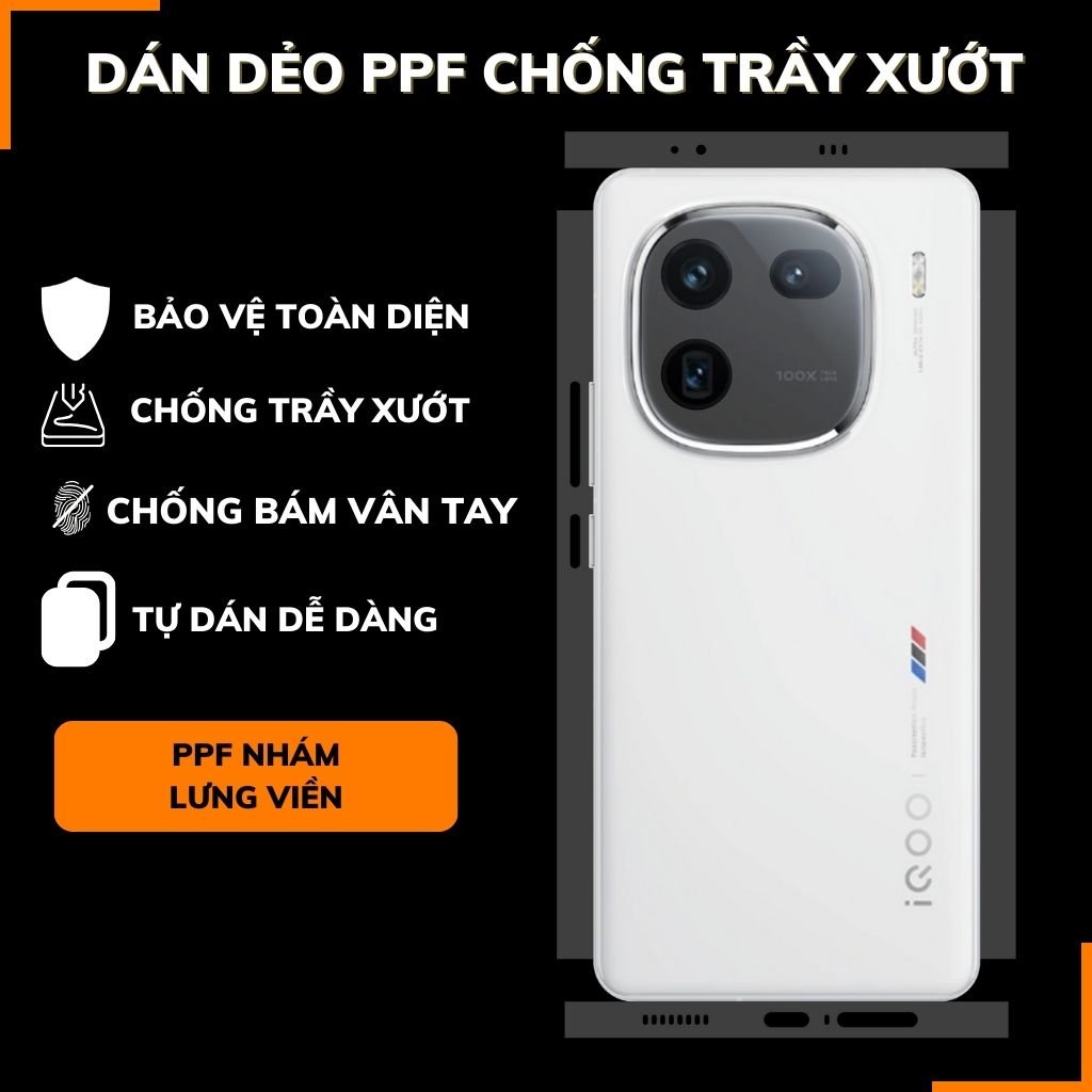 Dán dẻo ppf vivo iqoo 12 trong suốt hoặc nhám chống bám vân tay bảo vệ camera mua 1 tặng 1 phụ kiện điện thoại huỳnh tân store
