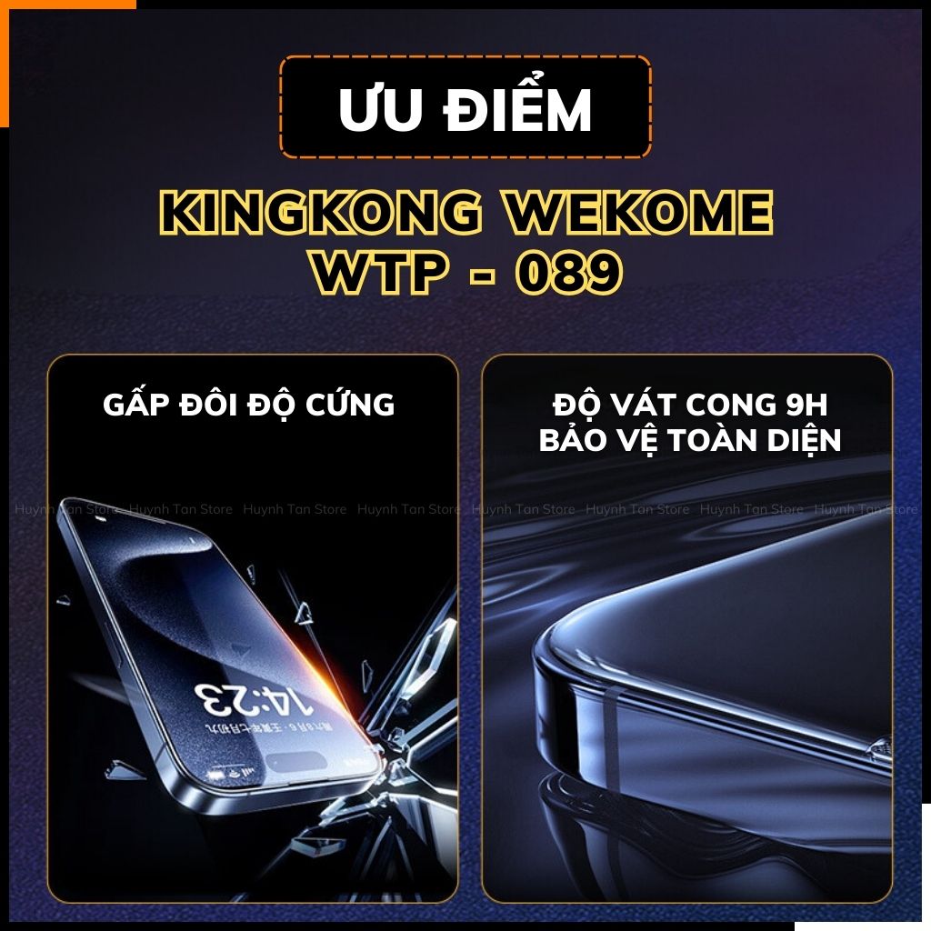 Cường lực Wekome Kingkong Space chống nhìn trộm 360 iphone 16 pro max ip 15 14 13 12 pro vát cong 9D  [WTP-089]