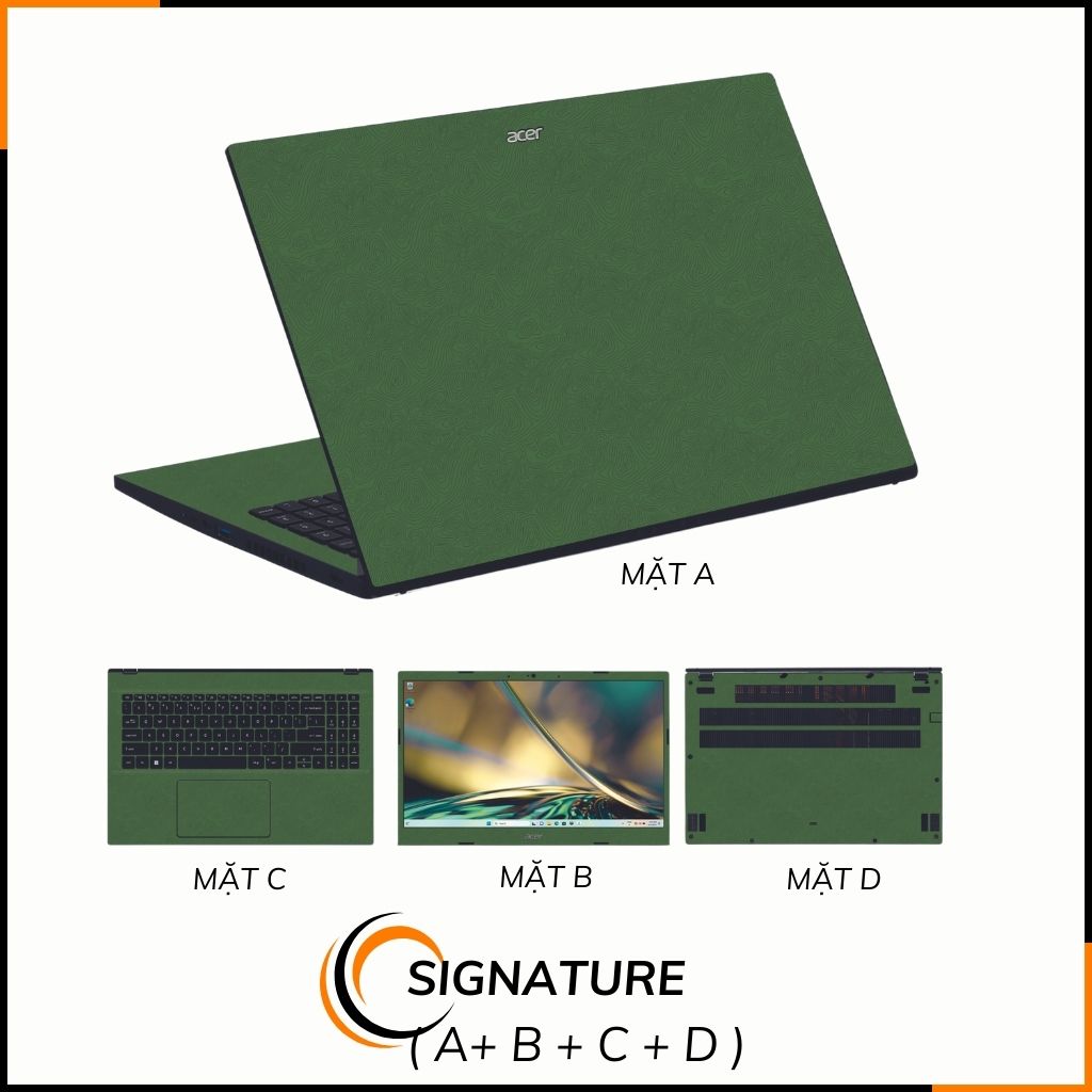 Dán skin laptop asus, dell , acer, hp, msi chính hãng ORAFOL nhập khẩu ĐỨC - SKIN 3M - LAPTOP - MAP GREEN - SK B13 05 phụ kiện điện thoại huỳnh tân store