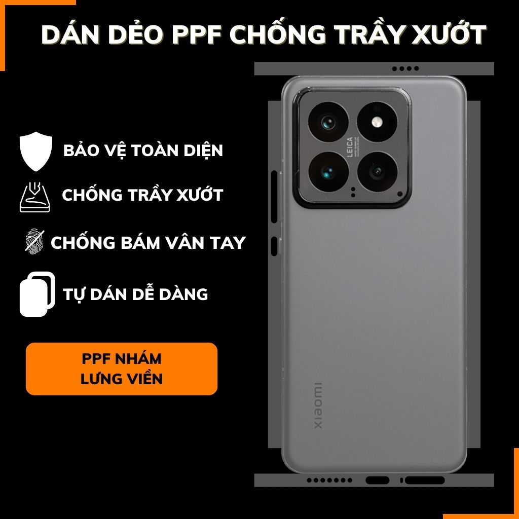Dán dẻo ppf xiaomi mi 14 trong suốt hoặc nhám chống bám vân tay bảo vệ camera mua 1 tặng 1 phụ kiện điện thoại huỳnh tân store