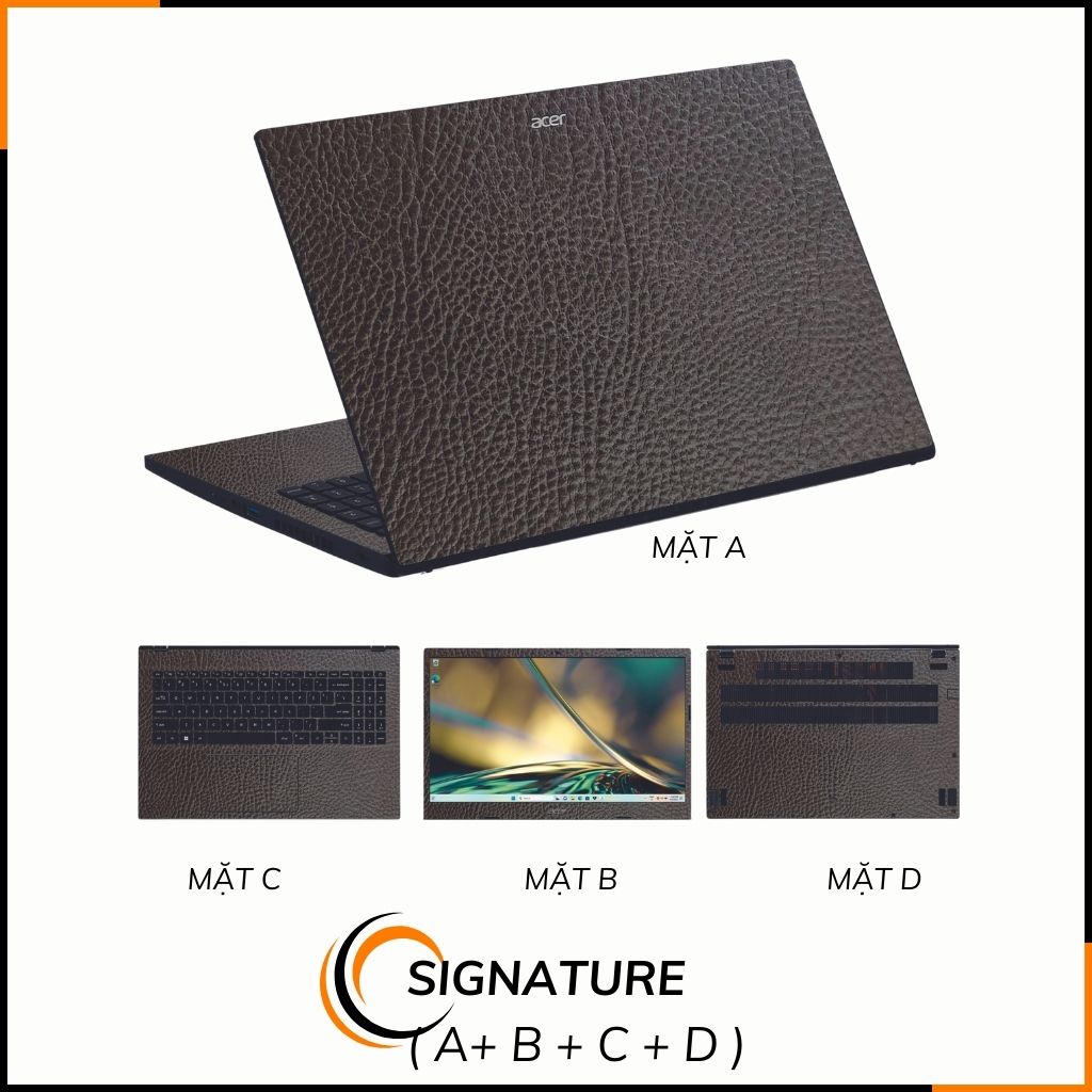 Dán skin laptop asus, dell , acer, hp, msi chính hãng ORAFOL nhập khẩu ĐỨC - SKIN 3M - LAPTOP - LEATHER BROWN - SK-B06-04 phụ kiện điện thoại huỳnh tân store