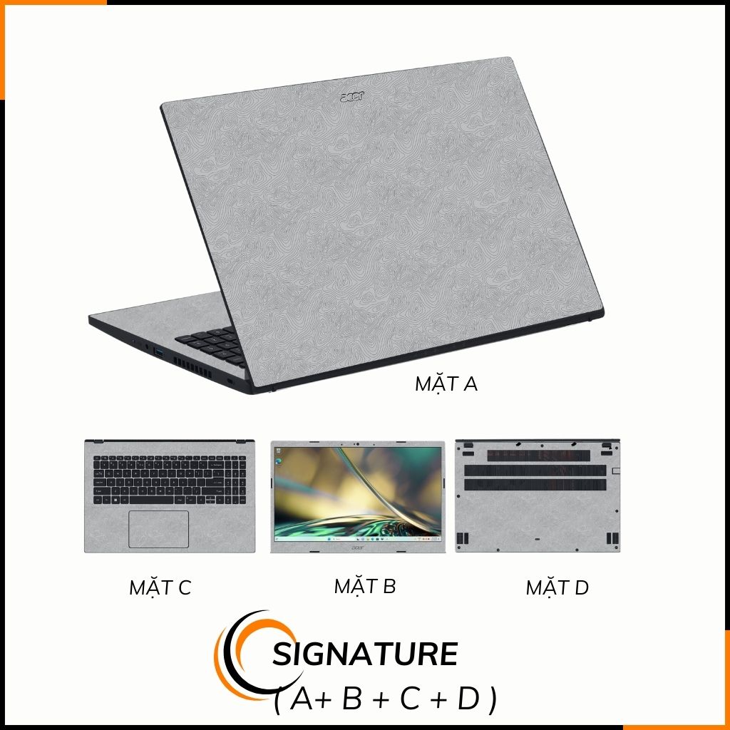 Dán skin laptop asus, dell , acer, hp, msi chính hãng ORAFOL nhập khẩu ĐỨC - SKIN 3M - LAPTOP - MANY STICKER GREY  - SK B14 03 phụ kiện điện thoại huỳnh tân store
