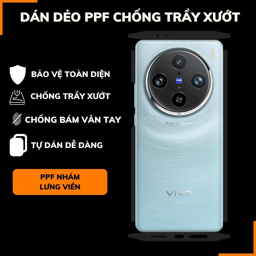 Dán dẻo ppf vivo x100 pro trong suốt hoặc nhám chống bám vân tay bảo vệ camera mua 1 tặng 1 phụ kiện điện thoại huỳnh tân store
