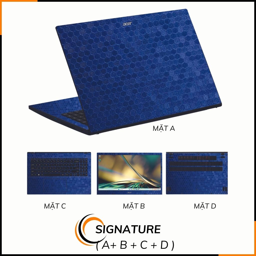 Dán skin laptop asus, dell , acer, hp, msi chính hãng ORAFOL nhập khẩu ĐỨC - SKIN 3M - LAPTOP - HONEYCOMB BLUE - SK-B11-04 phụ kiện điện thoại huỳnh tân store