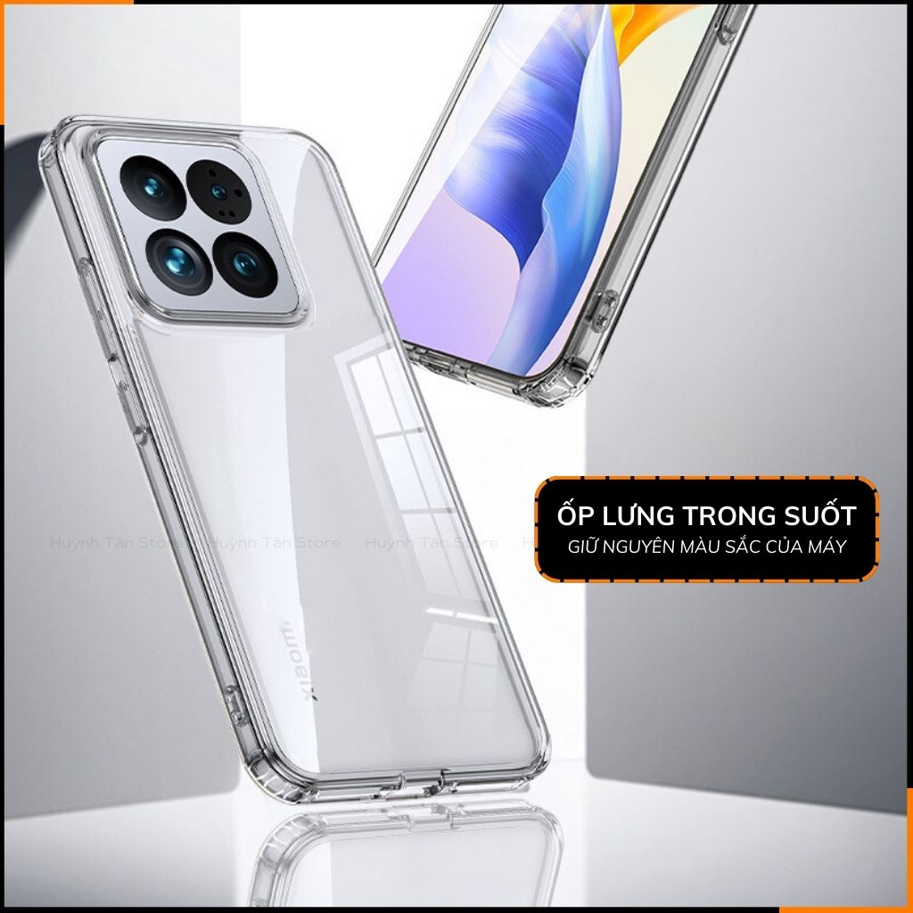 Ốp lưng xiaomi mi 14, mi 14 pro chống sốc CLEAR COLOR VER 4 trong suốt không ố vàng bảo vệ camera phụ kiện huỳnh tân store