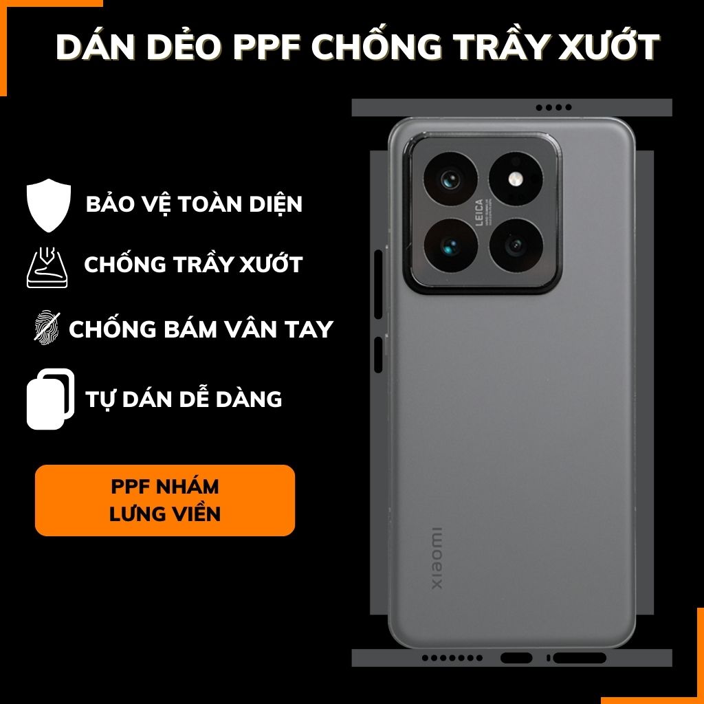 Dán dẻo ppf xiaomi mi 14 pro trong suốt hoặc nhám chống bám vân tay bảo vệ camera mua 1 tặng 1 phụ kiện điện thoại huỳnh tân store