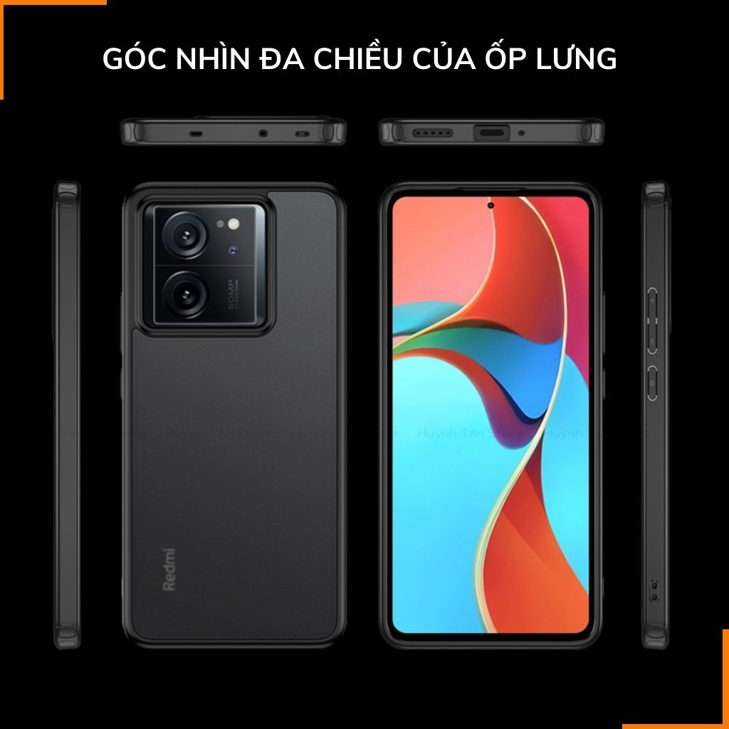 Ốp lưng xiaomi mi 13t, mi 13t pro, redmi k60 ultra  chống sốc chống vân tay NHÁM VIỀN MÀU VER 2 bảo vệ camera phụ kiện huỳnh tân store