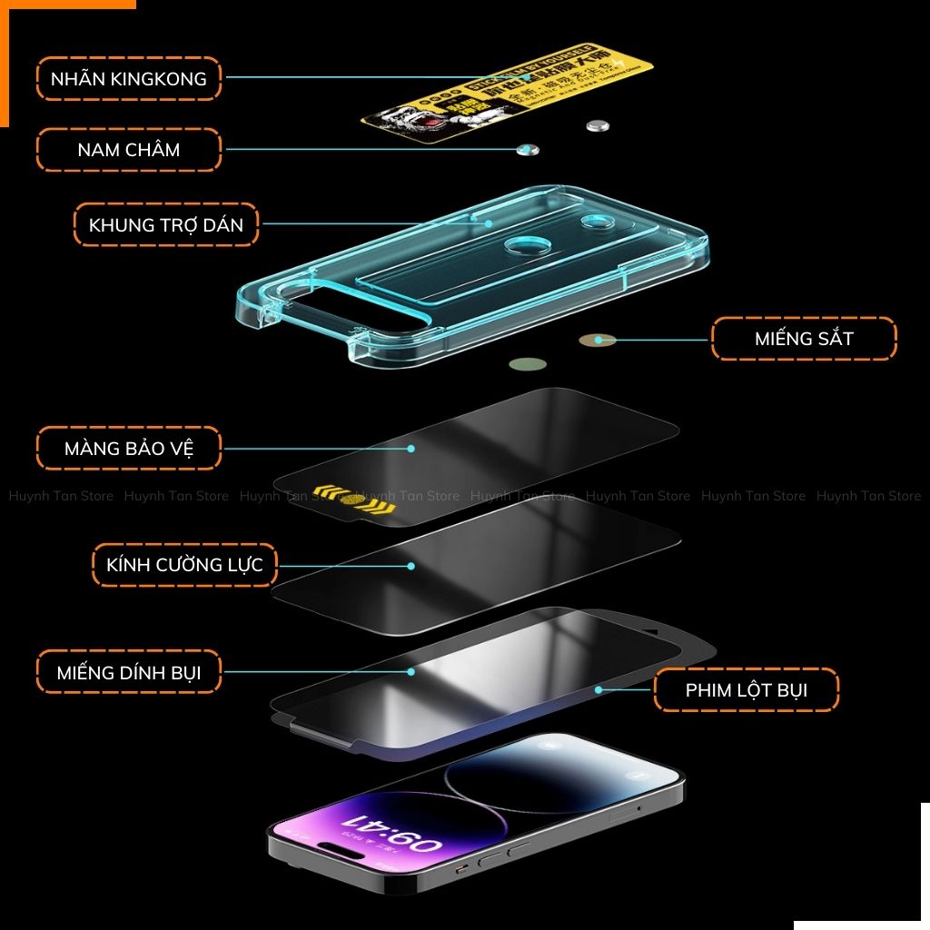 Cường lực khung tự dán KINGKONG iphone 16 pro max ip 15 14 13 12 pro chính hãng WEKOME  [WTP-034/057]