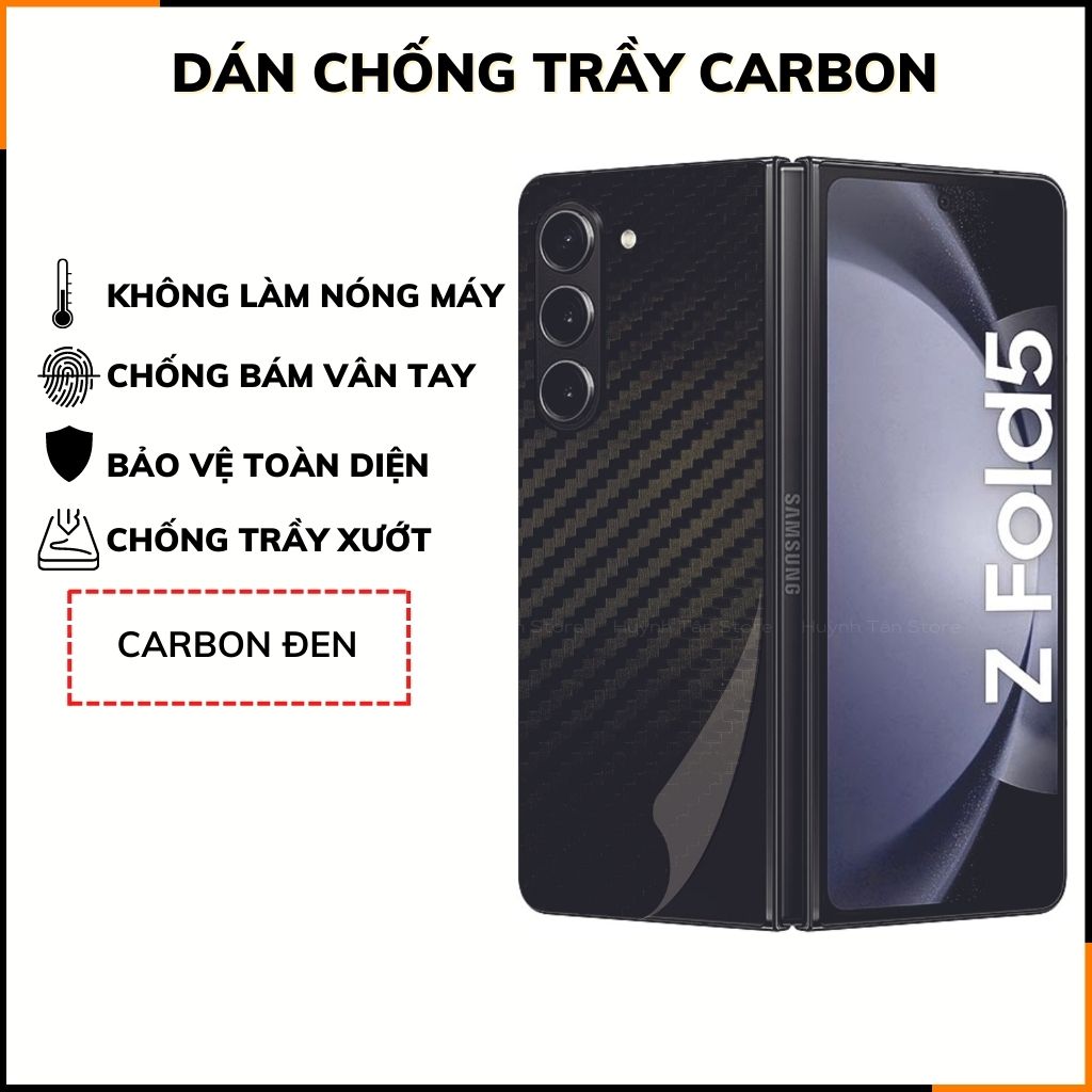 Miếng dán samsung z fold 5 carbon trong và đen chống trầy xướt chống bám vân tay phụ kiện điện thoại huỳnh tân store