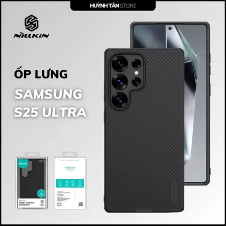 Ốp lưng Samsung S25 Ultra đen viền dẻo lưng sần chống vân tay chống sốc Nillkin Super Frosted