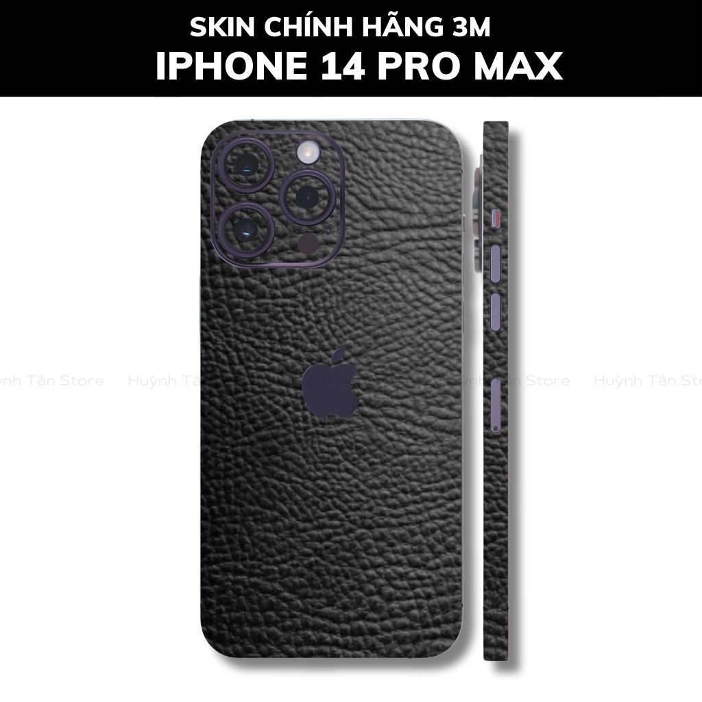 Skin 3m Iphone 14, Iphone 14 Pro, Iphone 14 Pro Max full body và camera nhập khẩu chính hãng USA phụ kiện điện thoại huỳnh tân store - Hexis Black Leather - Warp Skin Collection