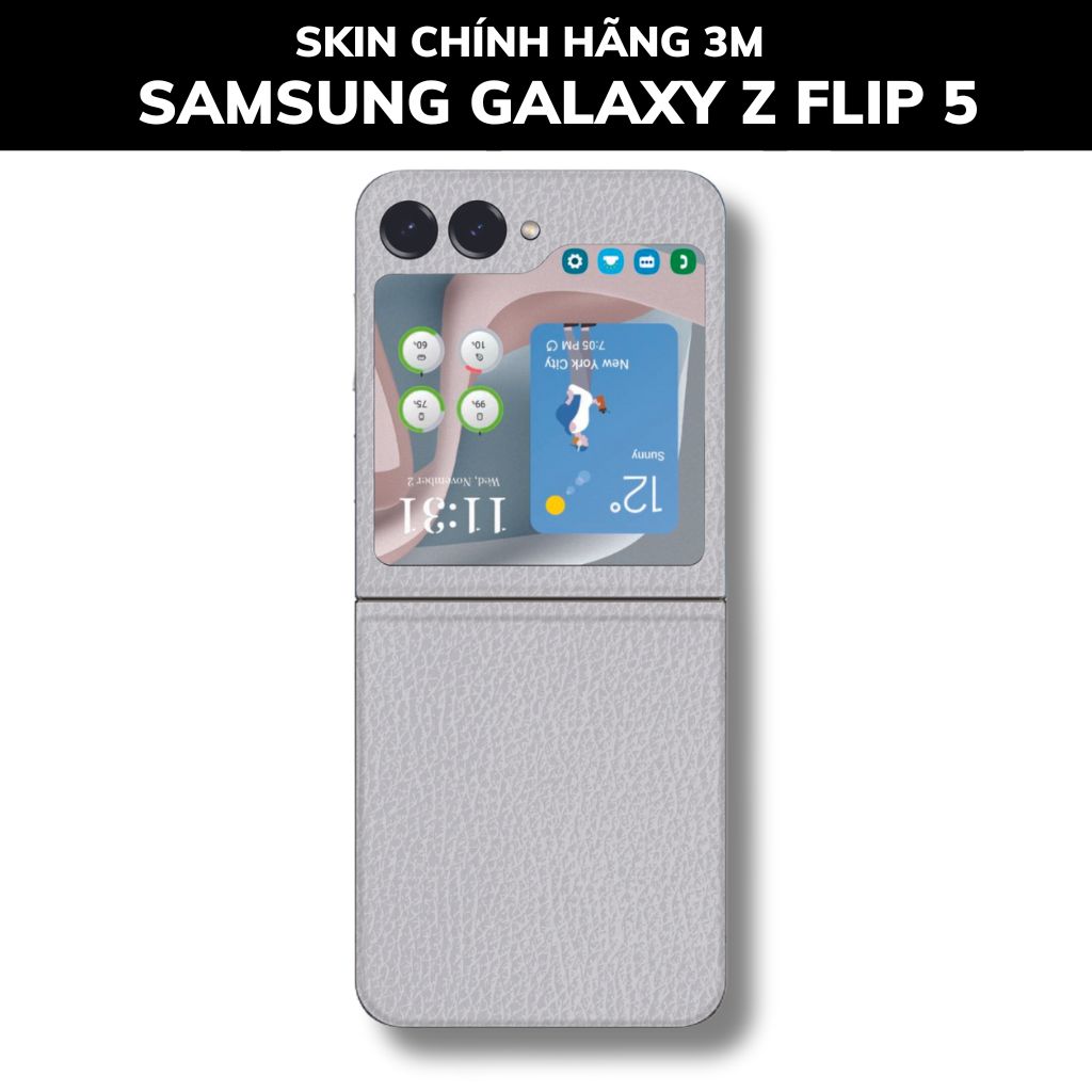 dán skin 3m samsung galaxy z flip 5 full body, camera phụ kiện điện thoại huỳnh tân store - White Leather
