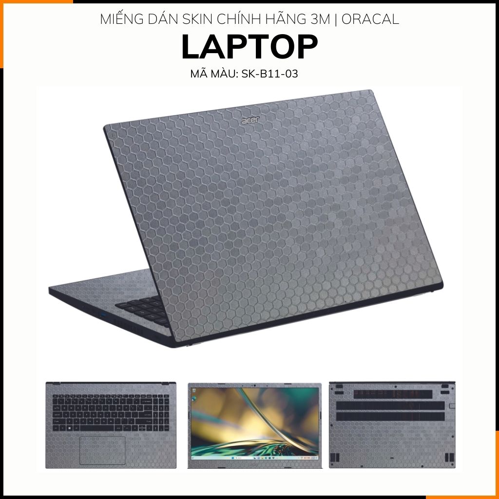 Dán skin laptop asus, dell , acer, hp, msi chính hãng ORAFOL nhập khẩu ĐỨC - SKIN 3M - LAPTOP - HONEYCOMB SILVER - SK-B11-03 phụ kiện điện thoại huỳnh tân store