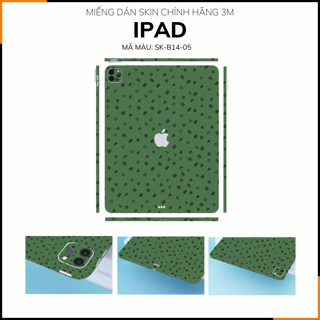 Dán skin ipad , ipad pro, ipad air , ipad mini full body và camera chính hãng 3M - MANY STICKER GREEN -  SK B14 05 phụ kiện điện thoại huỳnh tân store