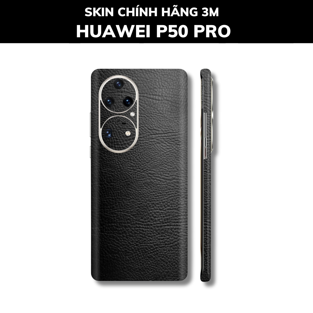 Dán skin điện thoại Huawei P50 Pro full body và camera nhập khẩu chính hãng USA phụ kiện điện thoại huỳnh tân store - Black Leather - Warp Skin Collection