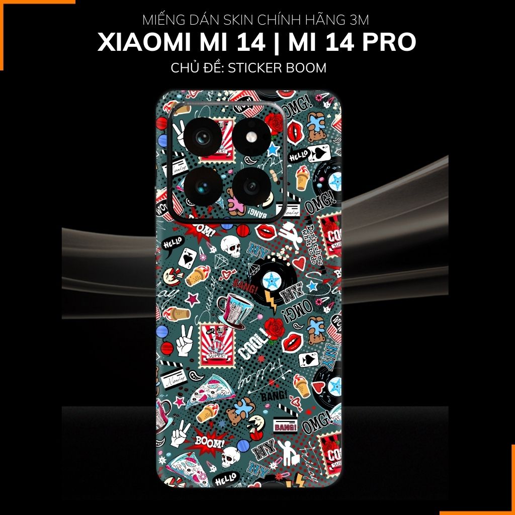 Dán skin điện thoại Xiaomi Mi 14 , Mi 14 Pro full body và camera nhập khẩu chính hãng USA in hình STICKER BOOM - SKD L01 phụ kiện điện thoại huỳnh tân store