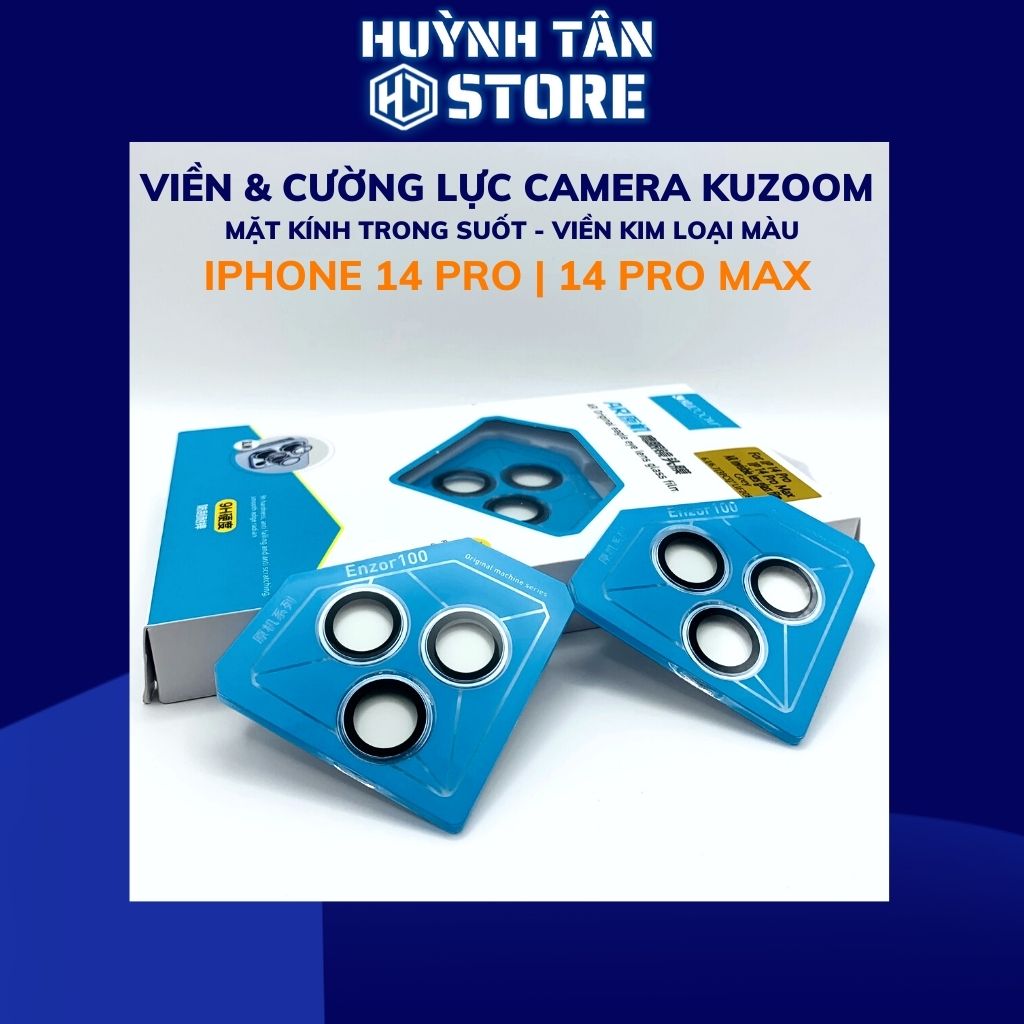 Cường lực camera iphone 14 pro, 14 pro max chính hãng KUZOOM viền nhiều màu chất lượng rõ nét bảo vệ toàn diện cụm camera phụ kiện huỳnh tân store