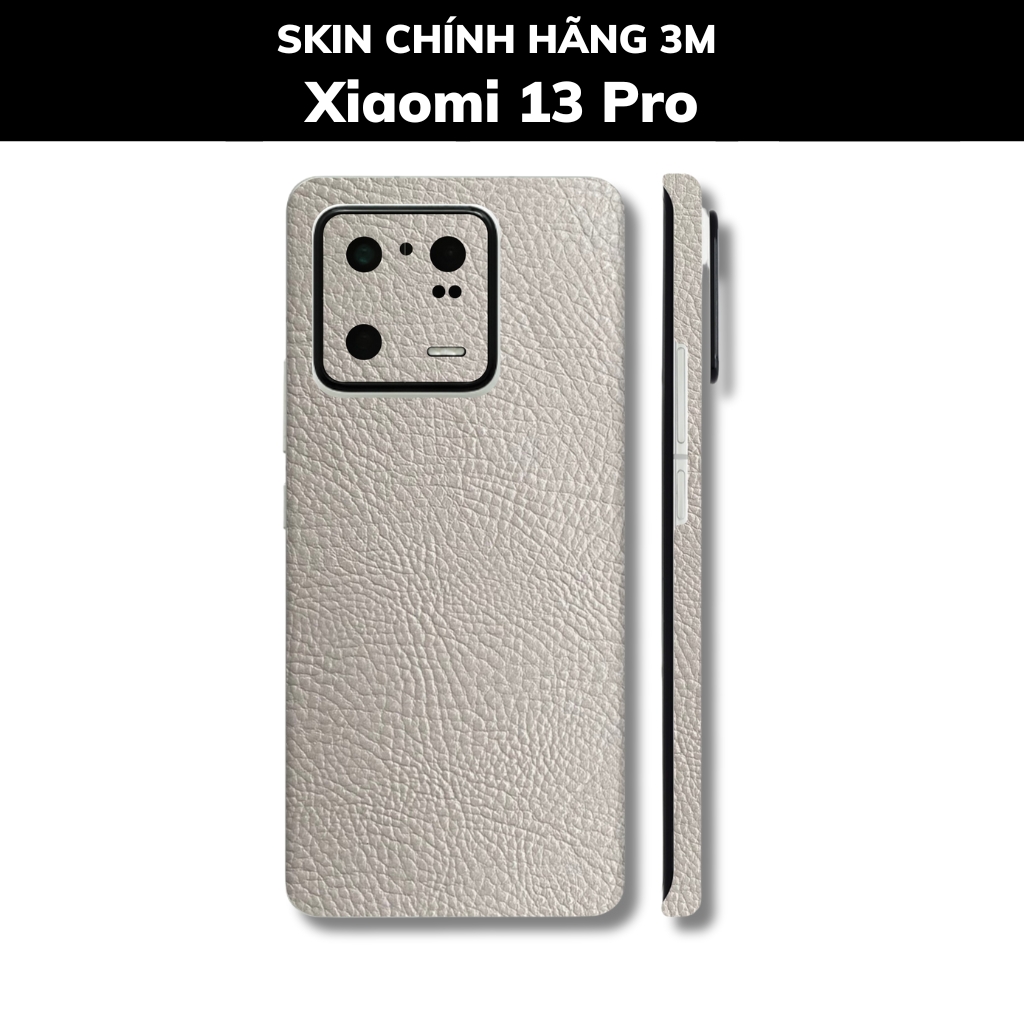 Skin 3m Mi 13 Ultra, Mi 13 Pro, Mi 13  full body và camera nhập khẩu chính hãng USA phụ kiện điện thoại huỳnh tân store - Hexis Grey Leather - Warp Skin Collection