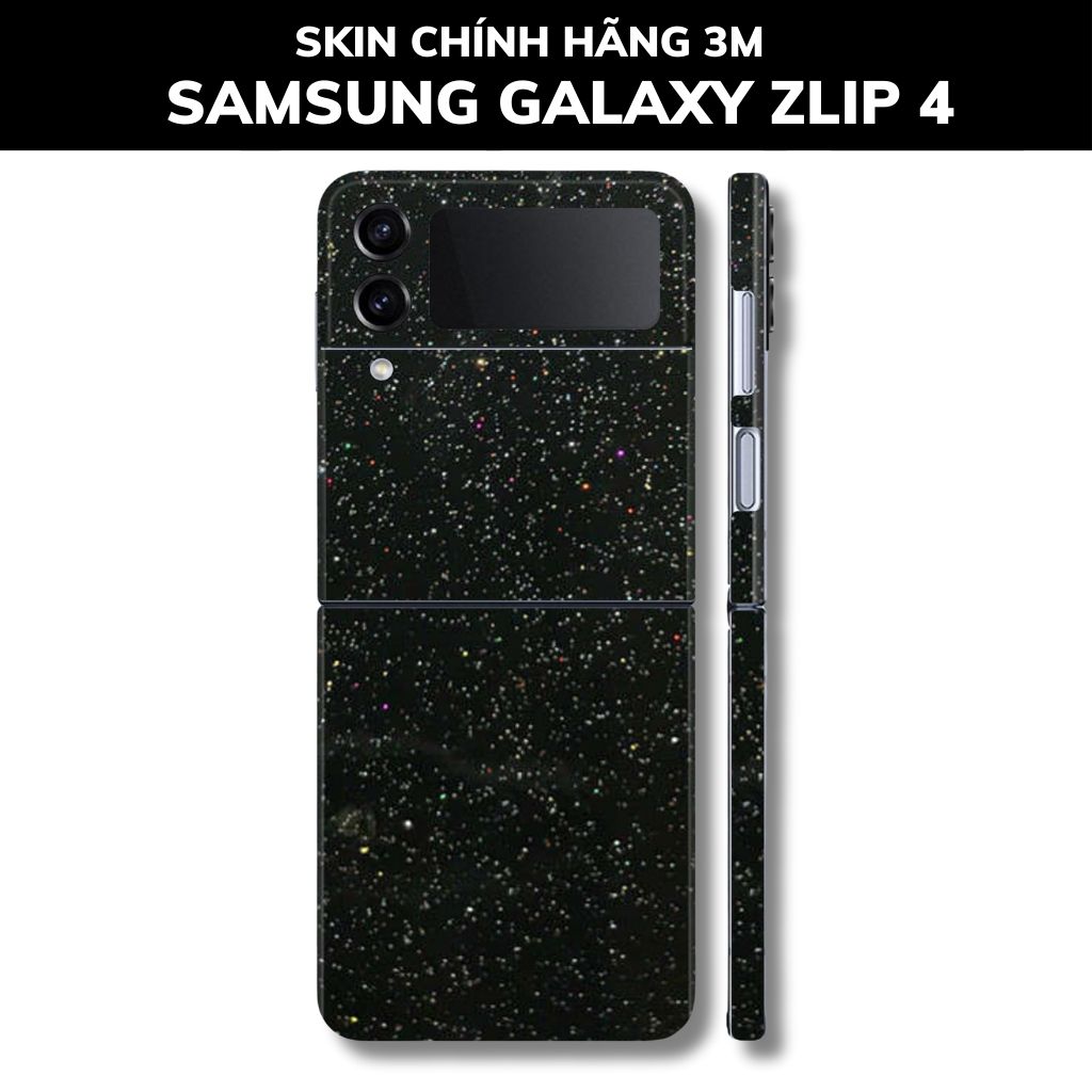 Skin 3m samsung galaxy Z Flip 4, Z Flip 3, Z Flip full body và camera nhập khẩu chính hãng USA phụ kiện điện thoại huỳnh tân store - Black Galaxy - Warp Skin Collection