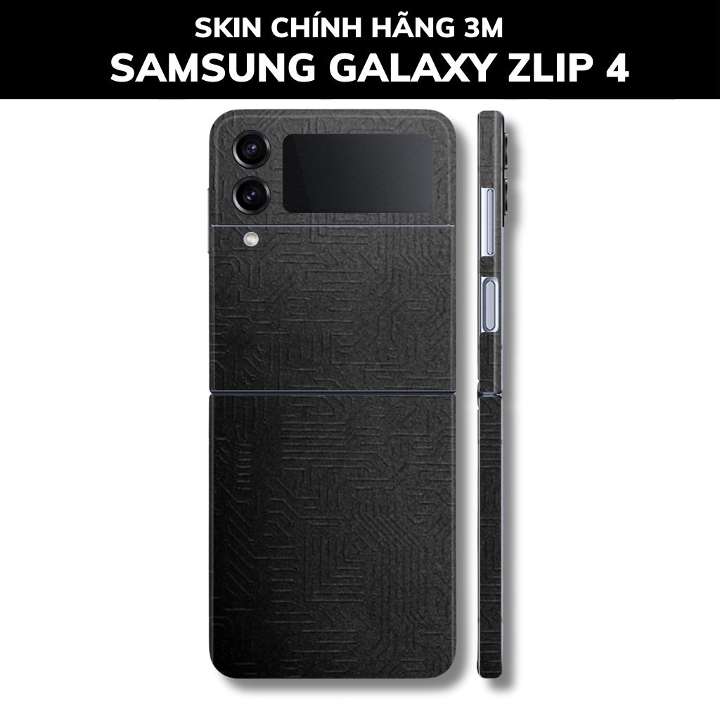 Skin 3m samsung galaxy Z Flip 4, Z Flip 3, Z Flip full body và camera nhập khẩu chính hãng USA phụ kiện điện thoại huỳnh tân store - Electronic Black 2022 - Warp Skin Collection