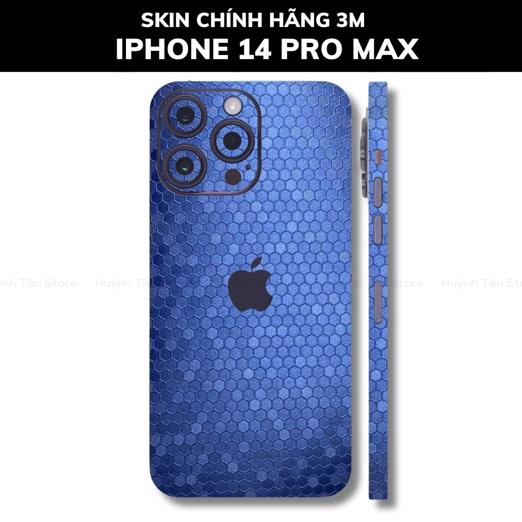 Skin 3m Iphone 14, Iphone 14 Pro, Iphone 14 Pro Max full body và camera nhập khẩu chính hãng USA phụ kiện điện thoại huỳnh tân store - Oracal Honeycomb Blue - Warp Skin Collection