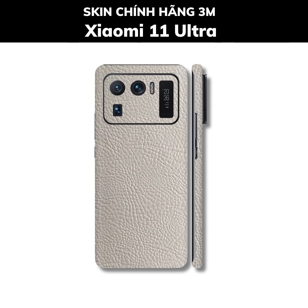 Skin 3m Mi 11 Ultra full body và camera nhập khẩu chính hãng USA phụ kiện điện thoại huỳnh tân store - Hexis Grey Leather - Warp Skin Collection