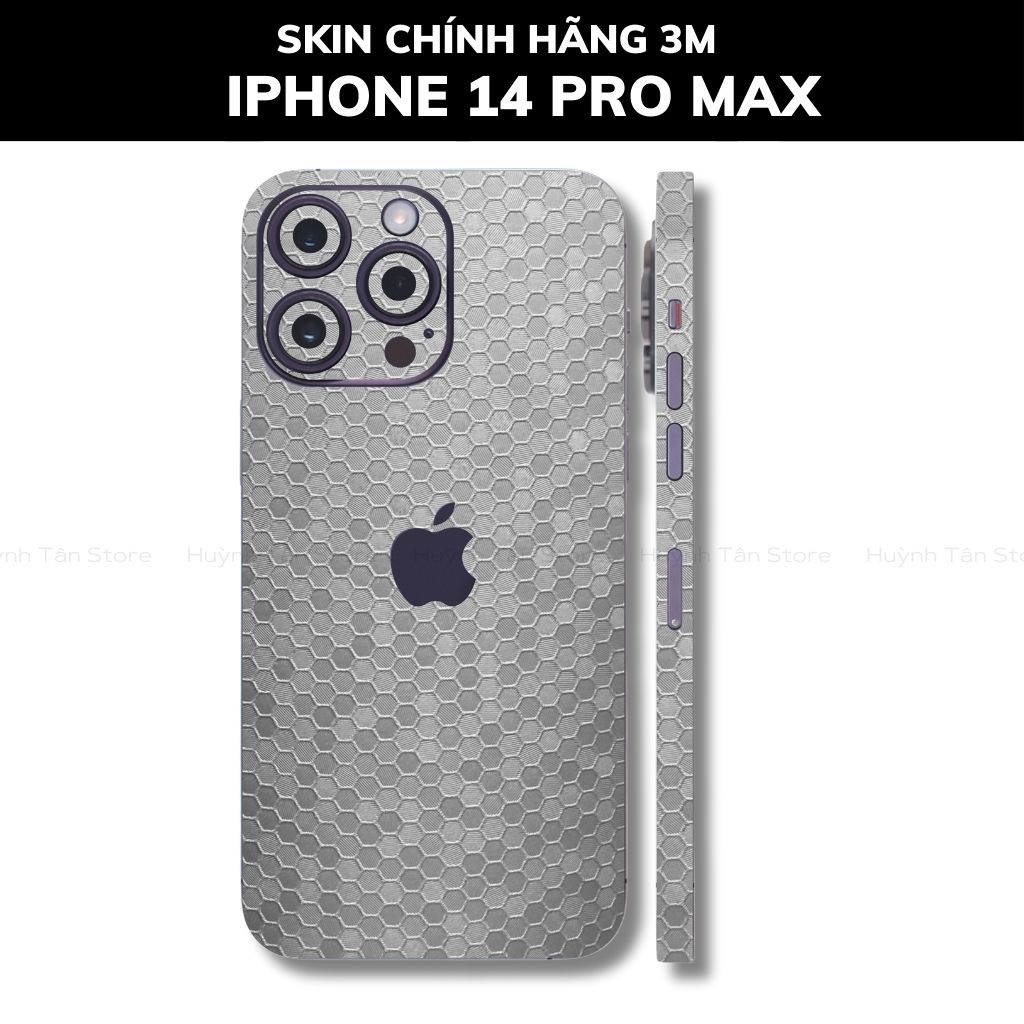 Skin 3m Iphone 14, Iphone 14 Pro, Iphone 14 Pro Max full body và camera nhập khẩu chính hãng USA phụ kiện điện thoại huỳnh tân store - Oracal Honeycomb Sliver - Warp Skin Collection