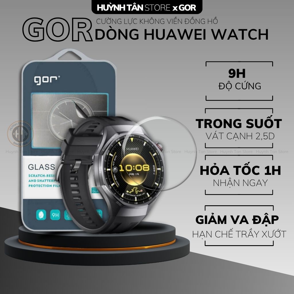 Kính cường lực Huawei GT 6 Pro, GT 6 46mm, GT 5 Pro, GT 5 46mm trong suốt KHÔNG FULL MÀN chống bám vân tay chính hãng GOR phụ kiện điện thoại huỳnh tân store