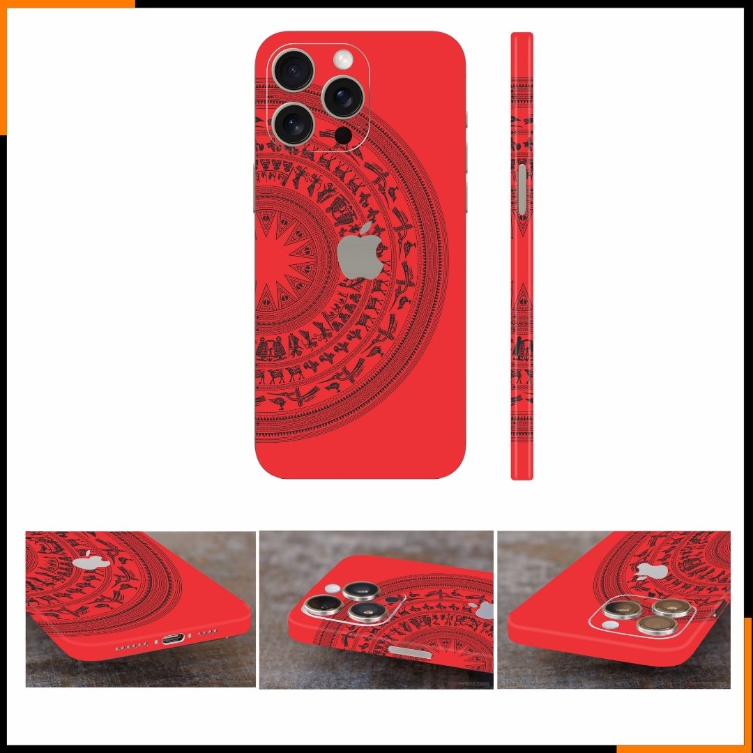 Dán skin điện thoại Iphone 15 Pro, Iphone 15 Pro Max full body và camera nhập khẩu chính hãng USA phụ kiện điện thoại huỳnh tân store - Trống đồng nửa  - Warp Skin Collection
