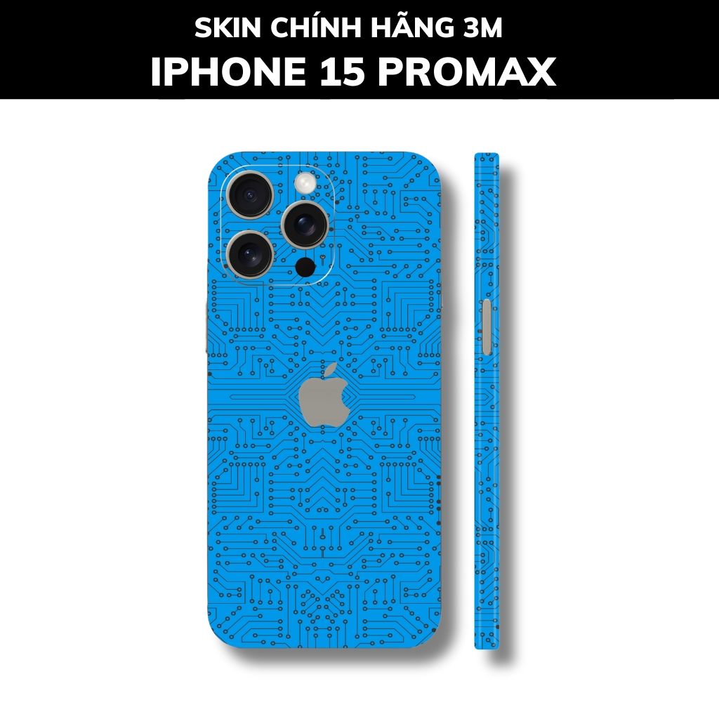 Dán skin điện thoại Iphone 15 Pro Max full body và camera nhập khẩu chính hãng USA phụ kiện điện thoại huỳnh tân store - Electronic Blue - Warp Skin Collection