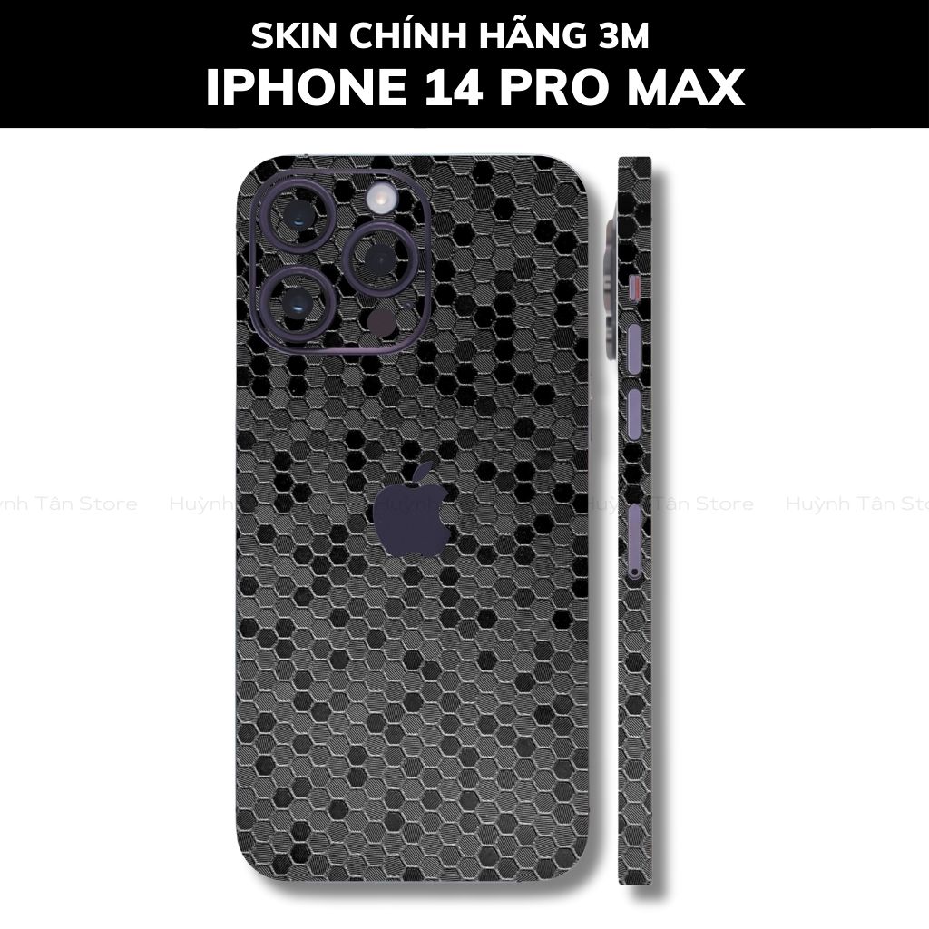 Skin 3m Iphone 14, Iphone 14 Pro, Iphone 14 Pro Max full body và camera nhập khẩu chính hãng USA phụ kiện điện thoại huỳnh tân store - Hexis Honeycomb Black - Warp Skin Collection