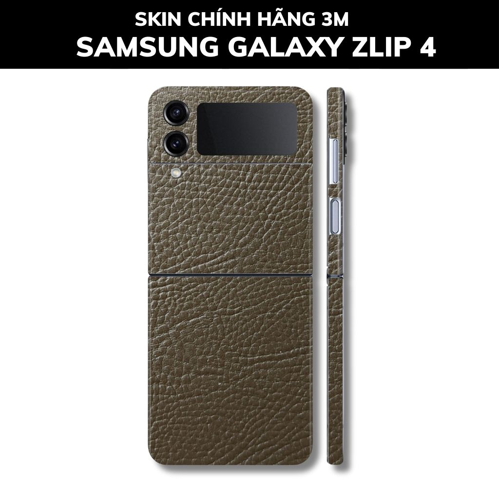 Skin 3m samsung galaxy Z Flip 4, Z Flip 3, Z Flip full body và camera nhập khẩu chính hãng USA phụ kiện điện thoại huỳnh tân store - Hexis Brown Leather - Warp Skin Collection