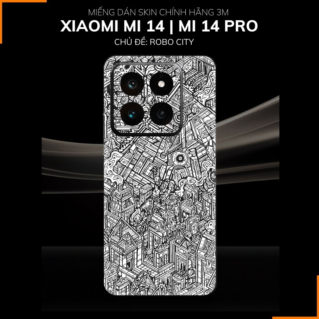Dán skin điện thoại Xiaomi Mi 14 , Mi 14 Pro full body và camera nhập khẩu chính hãng USA in hình ROBOT CITY - SKD U02 phụ kiện điện thoại huỳnh tân store