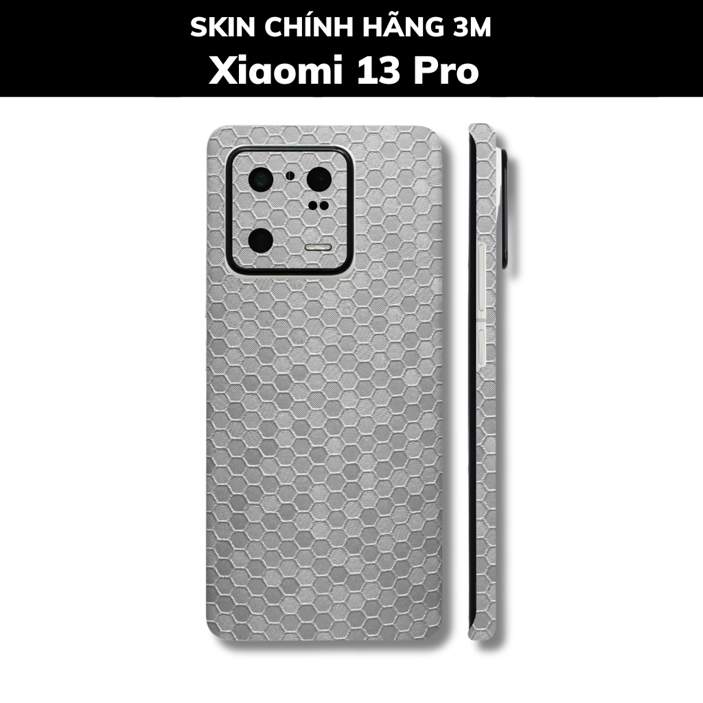 Skin 3m Mi 13 Ultra, Mi 13 Pro, Mi 13  full body và camera nhập khẩu chính hãng USA phụ kiện điện thoại huỳnh tân store - Oracal Honeycomb Silver - Warp Skin Collection