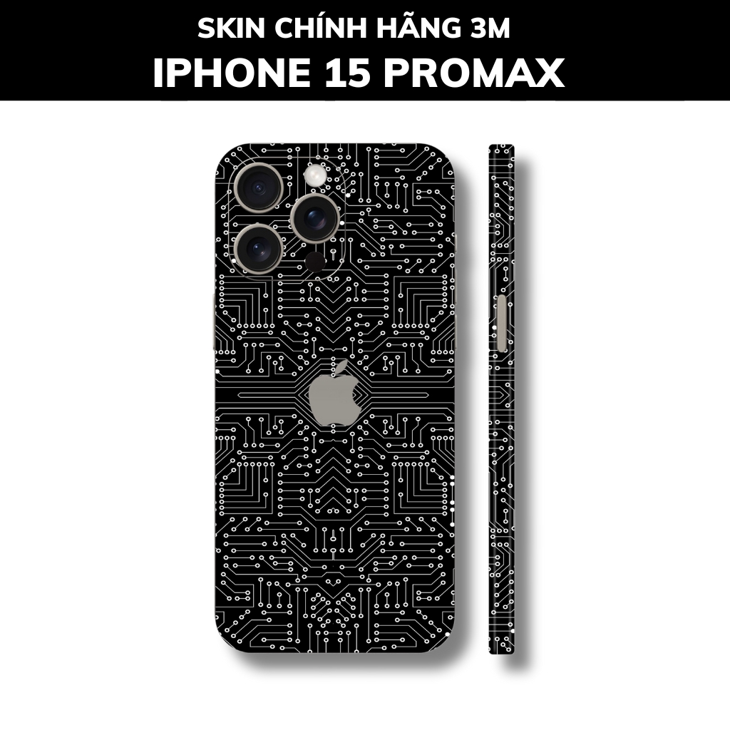 Dán skin điện thoại Iphone 15 Pro Max full body và camera nhập khẩu chính hãng USA phụ kiện điện thoại huỳnh tân store - Electronic Black White - Warp Skin Collection