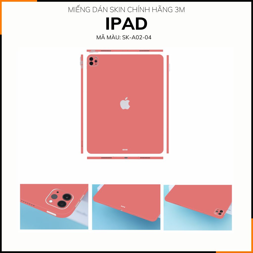 Dán skin ipad , ipad pro, ipad air , ipad mini full body và camera chính hãng 3M - PASTEL  RED - SK-A02-04 phụ kiện điện thoại huỳnh tân store