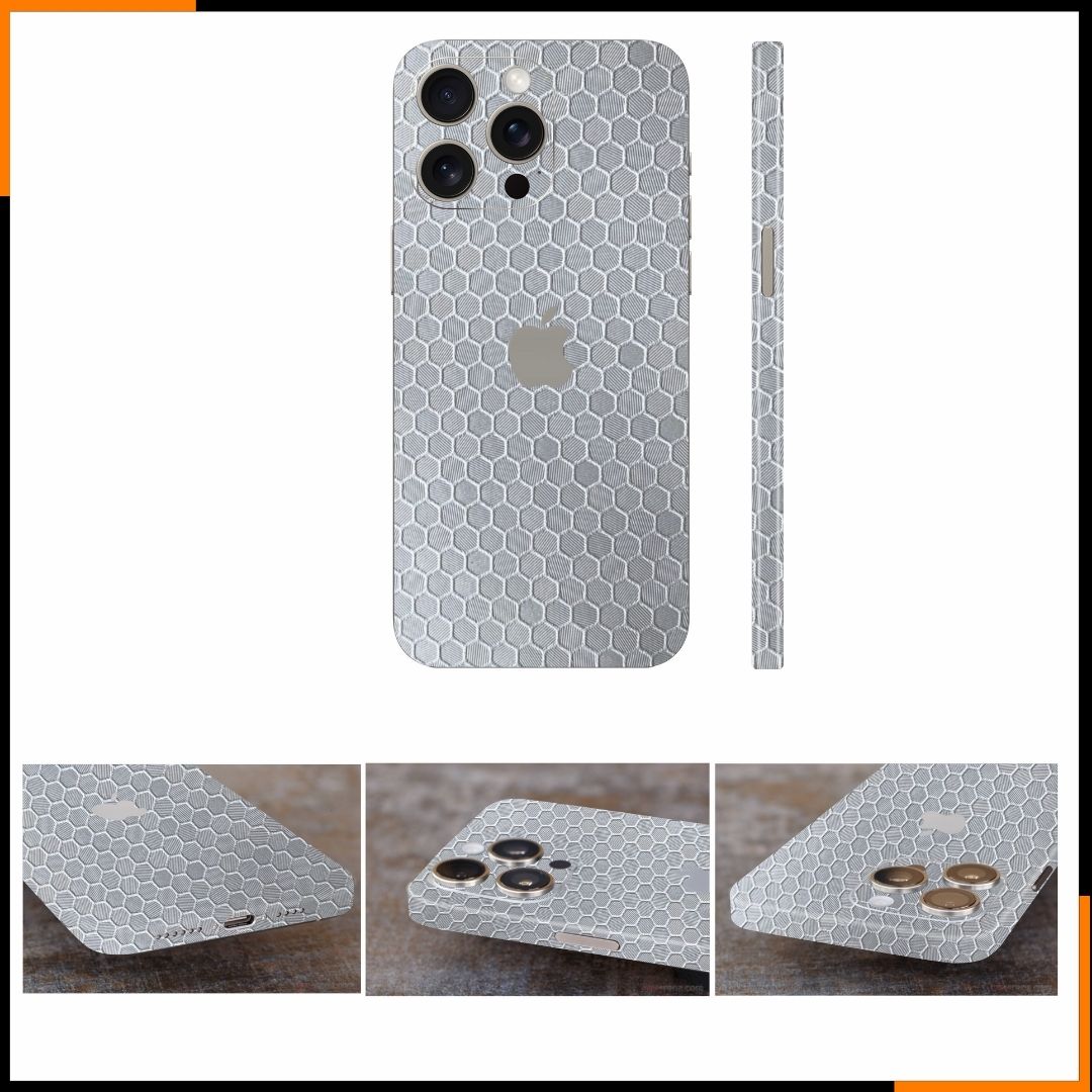 Dán skin điện thoại Iphone 15 Pro , Iphone 15 Pro Max  full body và camera nhập khẩu chính hãng USA phụ kiện điện thoại huỳnh tân store - HONEYCOMB  - Warp Skin Collection