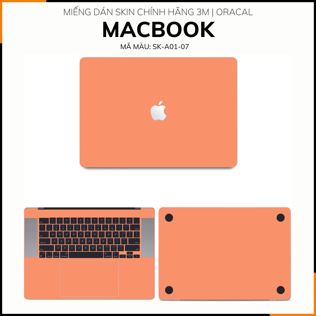 Dán skin macbook pro, macbook air chính hãng 3M nhập khẩu USA - SKIN 3M - MACBOOK - PASTEL ORANGE  - SK A01 07 phụ kiện điện thoại huỳnh tân store