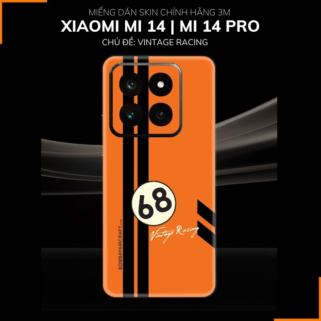 Dán skin điện thoại Xiaomi Mi 14 , Mi 14 Pro full body và camera nhập khẩu chính hãng USA in hình VINTAGE RACING - SKD O05 phụ kiện điện thoại huỳnh tân store
