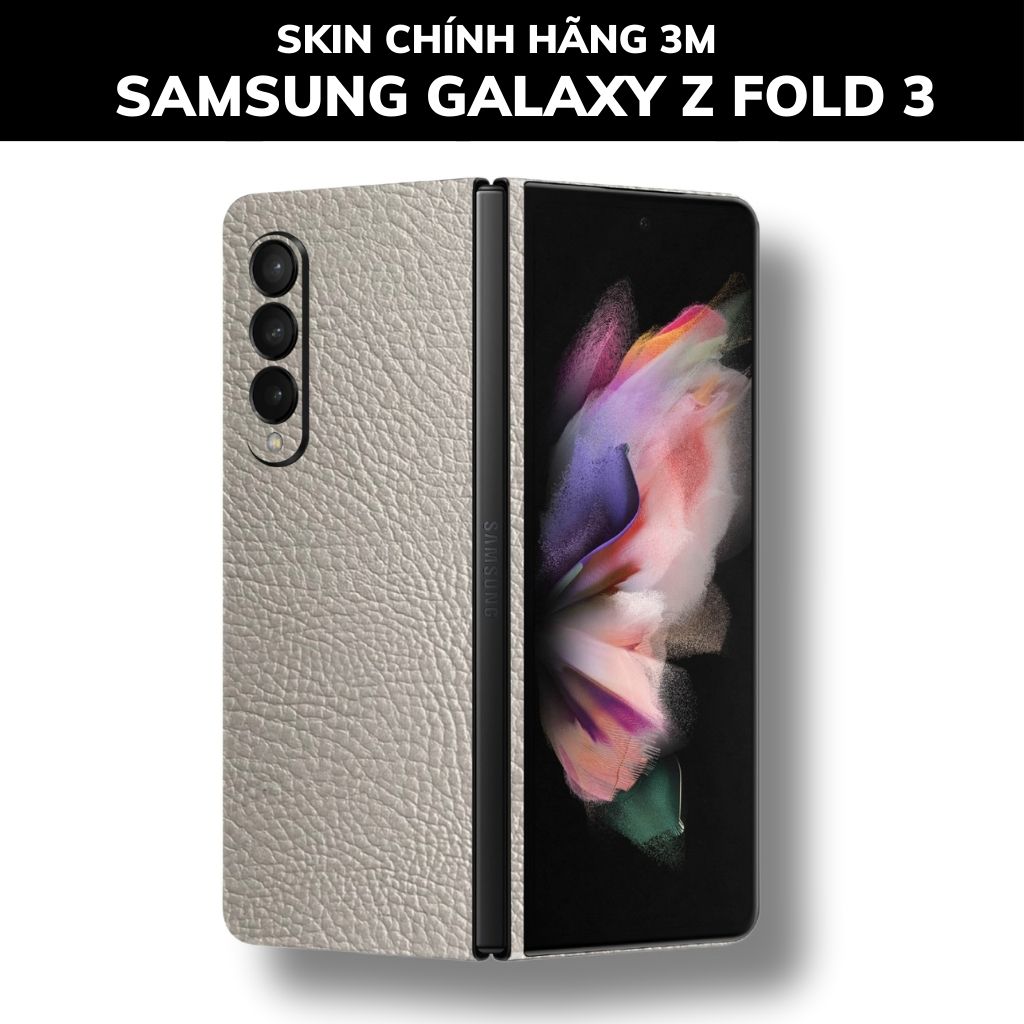 Skin 3m samsung galaxy Z Fold 4, Z Fold 3, Z Fold 2 full body và camera nhập khẩu chính hãng USA phụ kiện điện thoại huỳnh tân store - Hexis Grey Leather - Warp Skin Collection