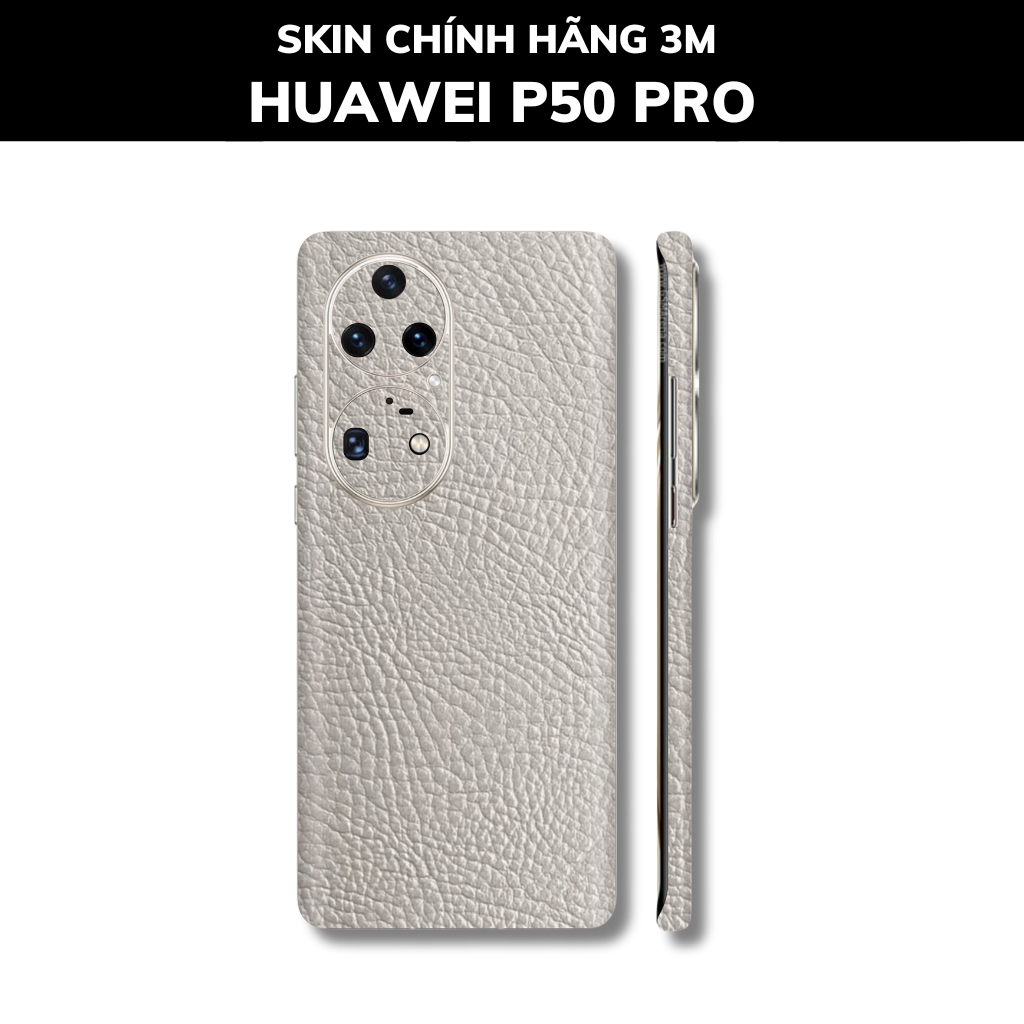 Dán skin điện thoại Huawei P50 Pro full body và camera nhập khẩu chính hãng USA phụ kiện điện thoại huỳnh tân store - Grey Leather - Warp Skin Collection