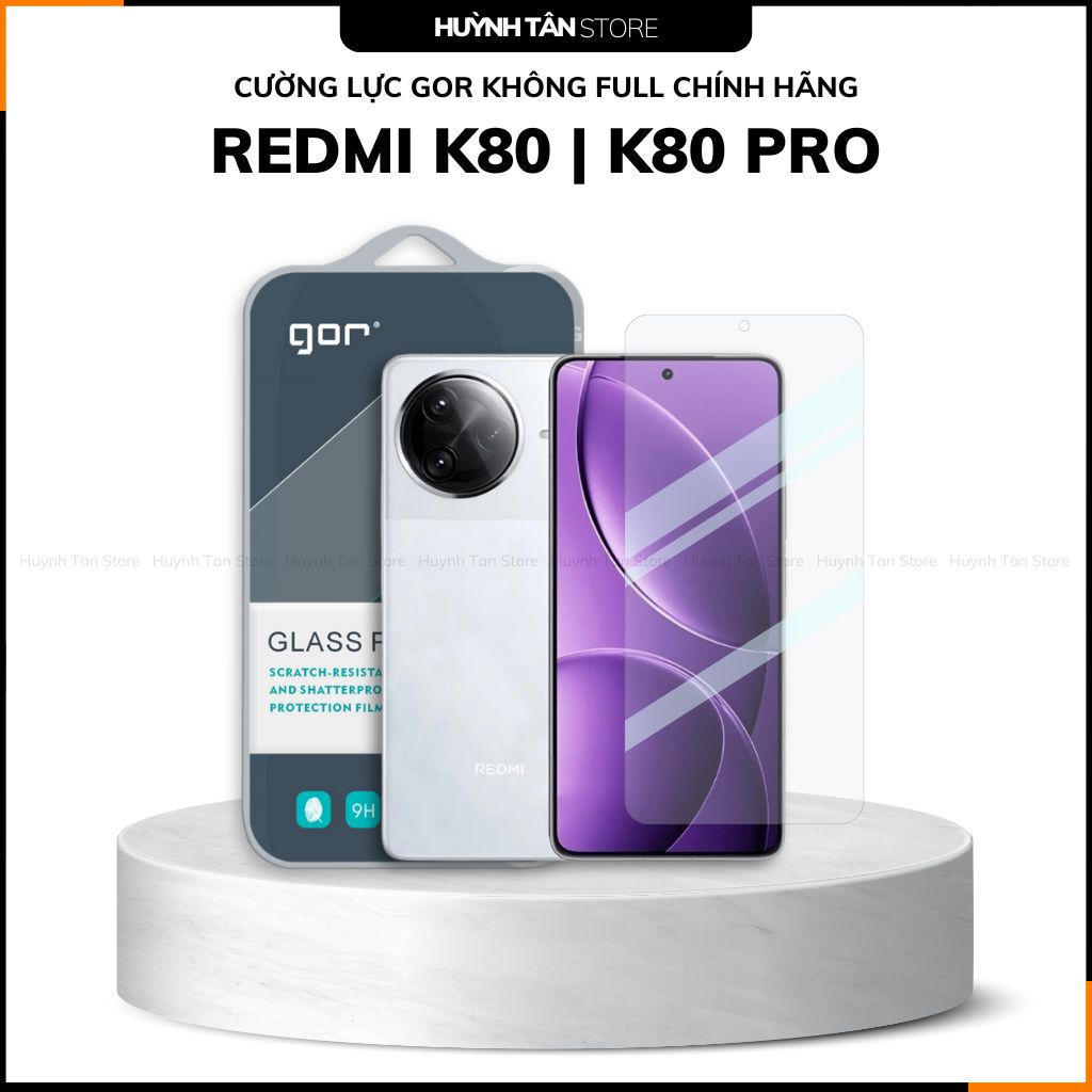 Kính cường lực trong suốt redmi k90 pro max k80 k70 ultra k60 k50 k40 KHÔNG FULL MÀN chống bám vân tay chính hãng GOR