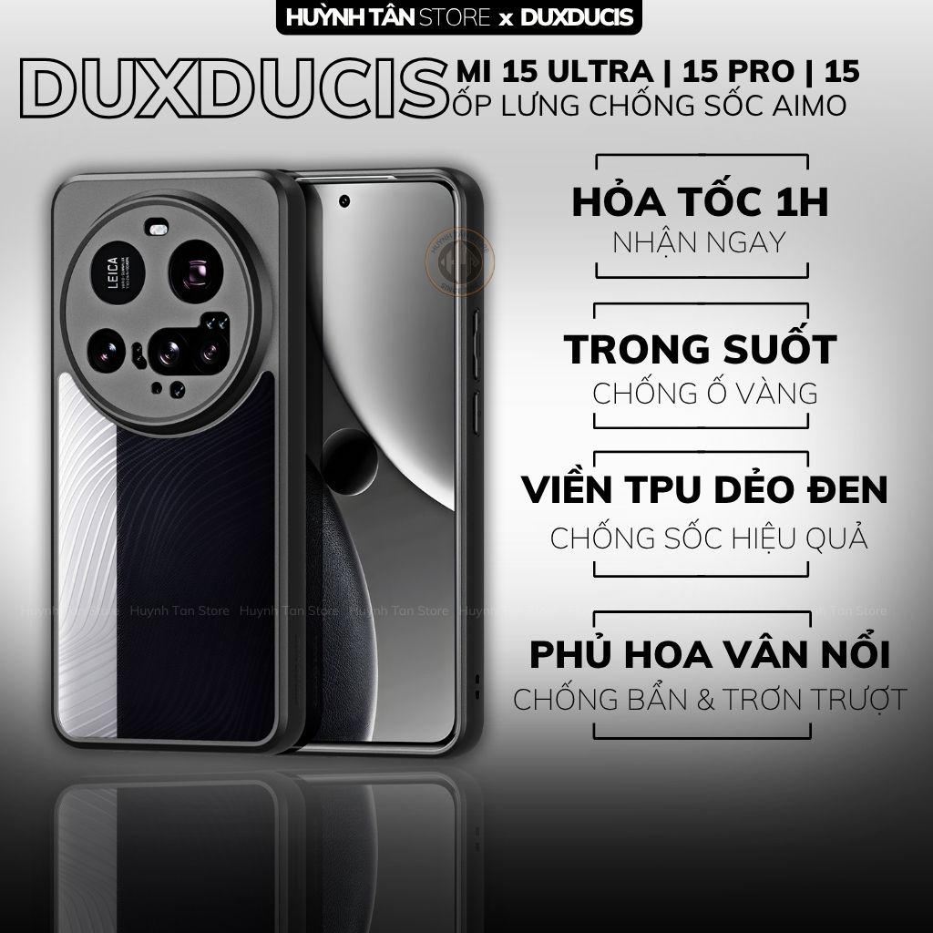 Ốp Xiaomi 17 Pro Max, 15 Ultra, 15T, 14 k70 aimo chính hãng duxducis chống va đập trong suốt không ố vàng huỳnh tân store