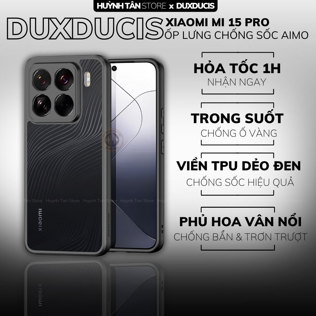 Ốp Xiaomi 17 Pro Max, 15 Ultra, 15T, 14 k70 aimo chính hãng duxducis chống va đập trong suốt không ố vàng huỳnh tân store
