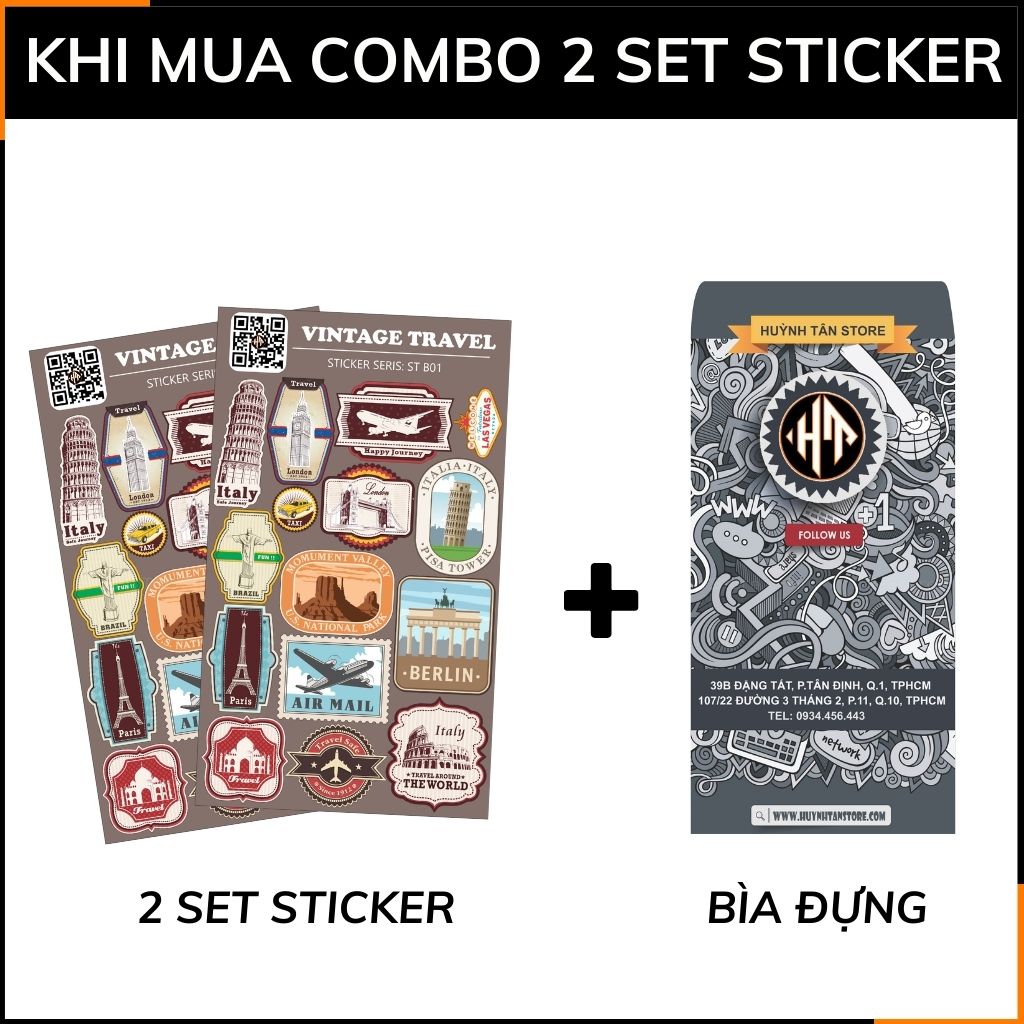Hình dán sticker du lịch Vintage Travel ST B01 chống thấm xước bay màu hình dán mũ bảo hiểm laptop điện thoại vali phụ kiện huỳnh tân store
