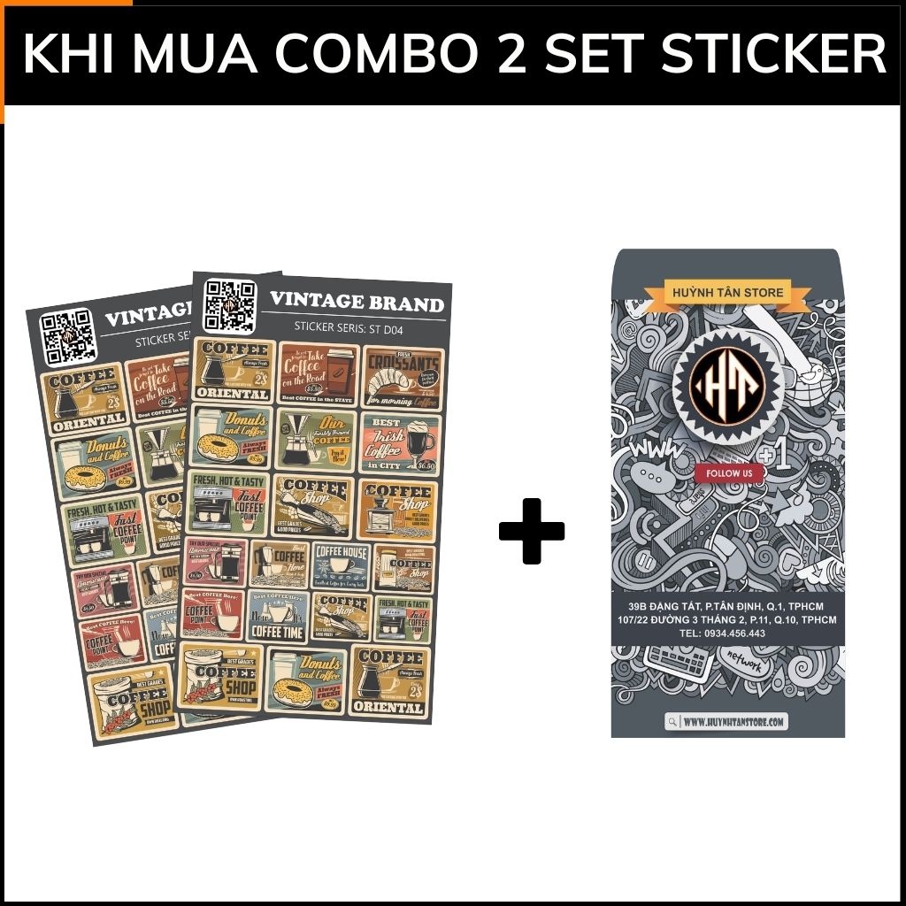 Hình dán sticker thương hiệu Vintage Brand ST D04 chống thấm xước bay màu hình dán laptop điện thoại phụ kiện huỳnh tân store