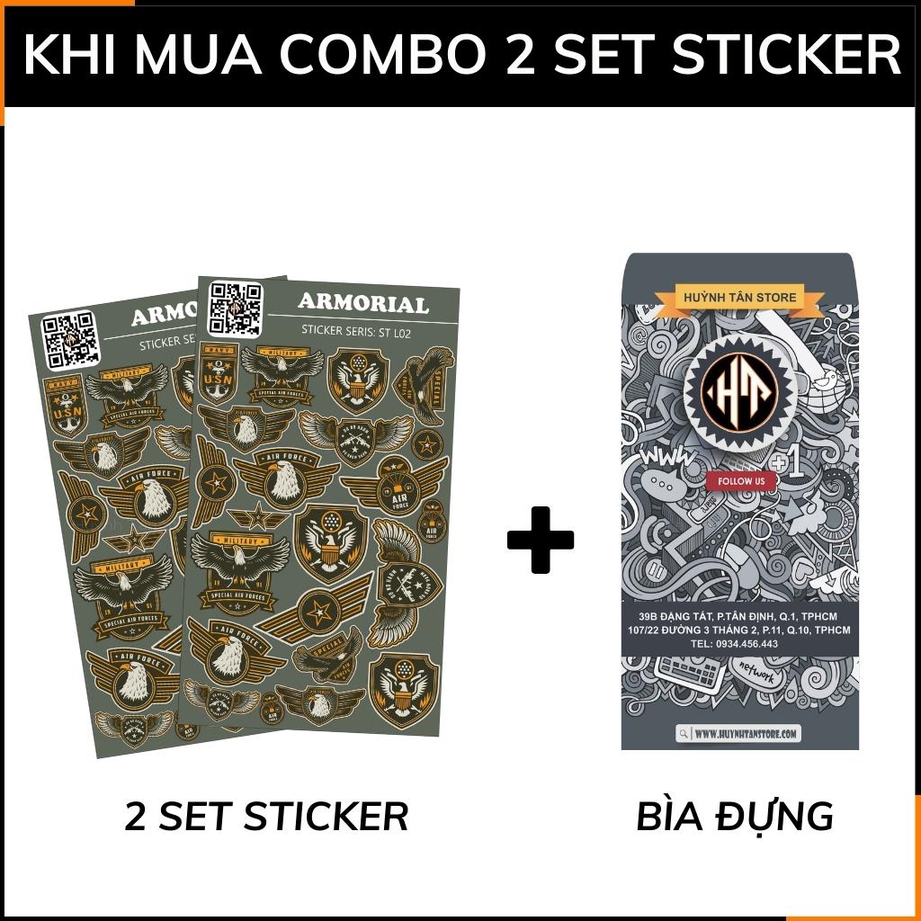 Hình dán sticker đẹp huy hiệu quân đội Armorial ST L02 chất liệu vinyl phủ lớp chống thấm xước phù hợp dán mọi bề mặt phụ kiện huỳnh tân store