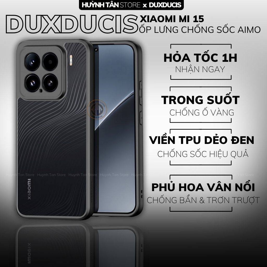 Ốp Xiaomi 17 Pro Max, 15 Ultra, 15T, 14 k70 aimo chính hãng duxducis chống va đập trong suốt không ố vàng huỳnh tân store
